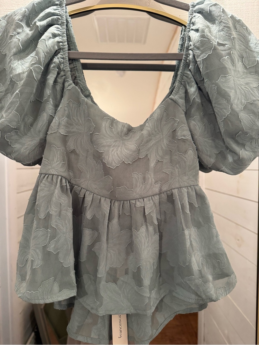 Sage Puff-Sleeve Peplum Top by Sage